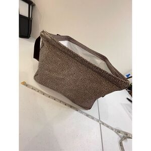 Thirty One square utility tote collapsible brown white polka dots